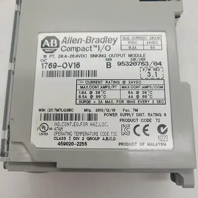 Used ALLEN-BRADLEY ALLEN-BRADLEY COMPACT I/O 16 PT. 20.4-26.4VDC SINKING OUTPUT MODULE 1769-OV16 PLC Input & Output | ND Industrial Surplus #1212157