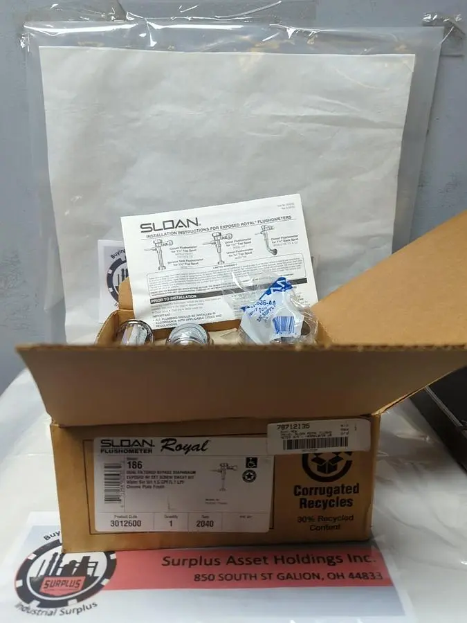 New | in-Stock SLOAN 186 Pump & Valve Parts Ohio US | Surplus Asset Holdings #1235588