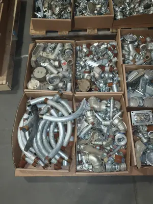 5 PALLETS OF ASSORTED CONDUIT AND CONDUIT FITTINGS, EATON, CROUS HINDS, SQUARE D