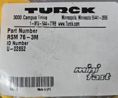TURCK RSM-76-3M Cordset. Loc5E-16