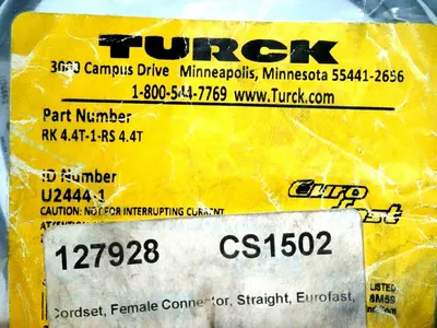 LOT OF 2 NEW TURCK RK 4.4T-1-RS 4.4T CORDSET U2444-1 RK44T1RS44T