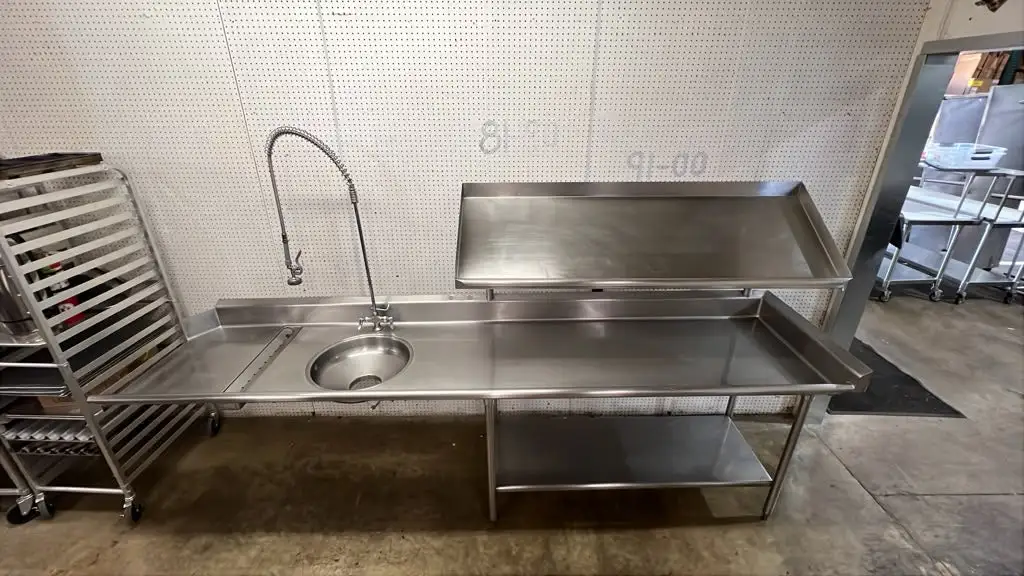 Used Falcon Restaurant Supply, Inc. Used 124" x 30" Stainless Steel Pre-Rinse Sink with Sprayer - GC Sinks Illinois US | Falcon Restaurant Supply #1373504