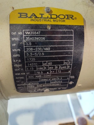 🔥 IMS 111878 1-1/2HP Corner Drum Tumbler 3Ph 230/460V
