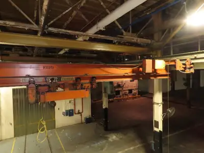 Cleveland Tramrail P&H 15 Ton Double Girder Underhung Bridge Crane 34' 10" Span