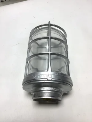 VINTAGE VGU-2 VAPORPROOF CEILING FIXTURE W/GLASS GLOBE & CAGE