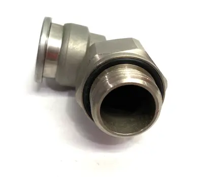 USED SMC METAL MALE ELBOW FITTING, SWIVEL, ONE-TOUCH, 16MM OD TUBE