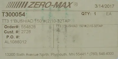 NEW ZERO MAX T300054 TORQ TENDER TT3 1" BUSH/AD