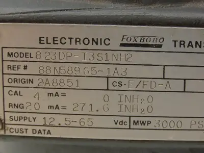 Foxboro 823DP-I3S1NH2 Electronic Pressure Transmitter 12.5-65VDC 3000PSI
