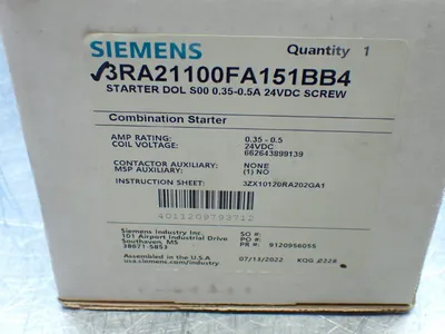 New | in-Stock SIEMENS 3RA21100FA151BB4 Starters Ohio US | HGR 24 #1070278