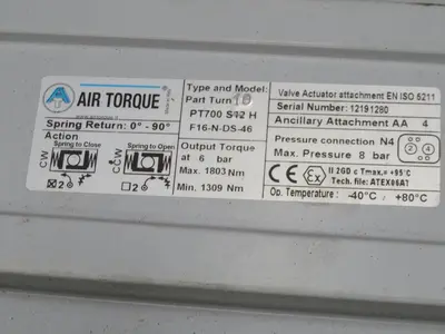 Used AIR TORQUE PT700 S12 Rotary Actuators Texas US | Aucto #1308426