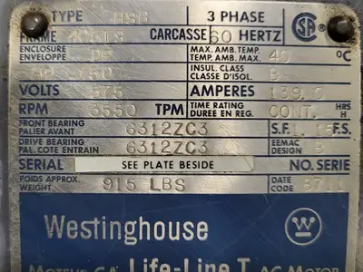 150 hp, 575 volts, 3550 rpm, 405TS, Electric Motor