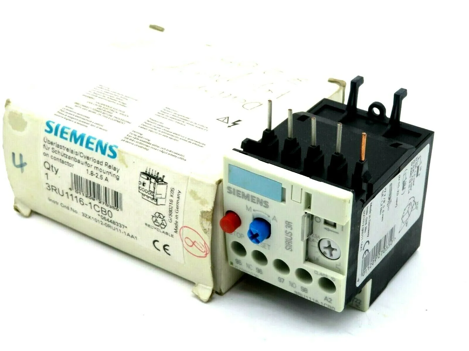 NEW SIEMENS 3RU1116-1CB0 OVERLOAD RELAY 3RU11161CB0