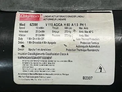 Used DAYTON 6Z086 Linear Actuators Michigan US | Ideal Machinery #1232067