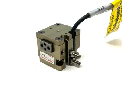 USED DESTACO PNEUMATIC 2-JAW PARALLEL GRIPPER W/ OHSP-017 SENSOR SWITCH