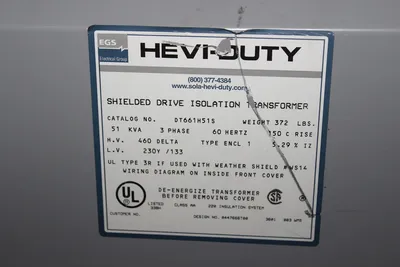 EGS Hevi-Duty 51kva Shielded Drive Isolation Transformer