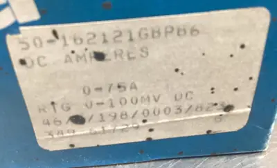 GENERAL ELECTRIC 50-162121GBPB6 DC AMP PANEL METER 0-75A 5E-16