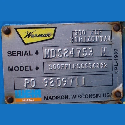 Warman 300 FLF Slurry Pump