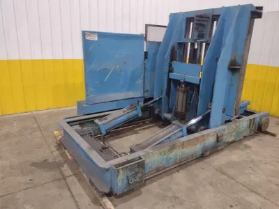 20,000 LBS X 54" X 36" BRANER HYDRAULIC COIL CAR UPENDER WITH POWER FEED CONVEYOR: YOBRO #25238