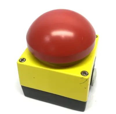 USED SIEMENS COMMAND DEVICE ENCLOSURE, LARGE RED E-STOP, CIRCULAR