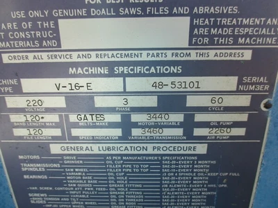 Used DOALL V-16E Vertical Band Saws California US | TNT Industrial #1445845