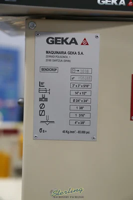 New | in-Stock GEKA BENDICROP 50 Ironworkers California US | Sterling Machinery Exchange #1465419