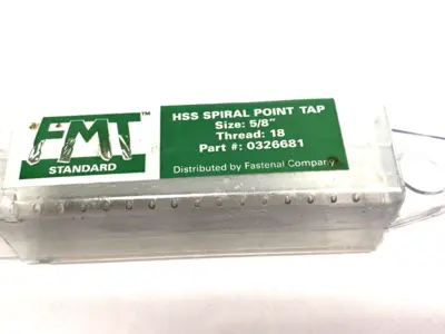 USED FMT STANDARD SPIRAL POINT TAP HSS, 5/8" SIZE, THREAD: 18