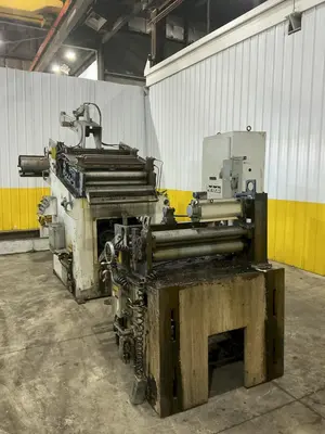 30,000 LBS X 36" PERFECTO COIL FEED LINE, COIL REEL UNCOILER & STRAIGHTENER: YOBRO #24871
