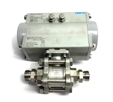 USED FESTO QUARTER TURN ACTUATOR 8047645 W/ 1686632 BALL VALVE