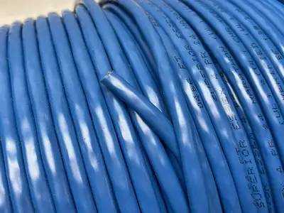 USED SUPERIOR ESSEX MARATHON LAN® CAT5E CABLE 4/24 BLUE BOX OF 11 POUNDS