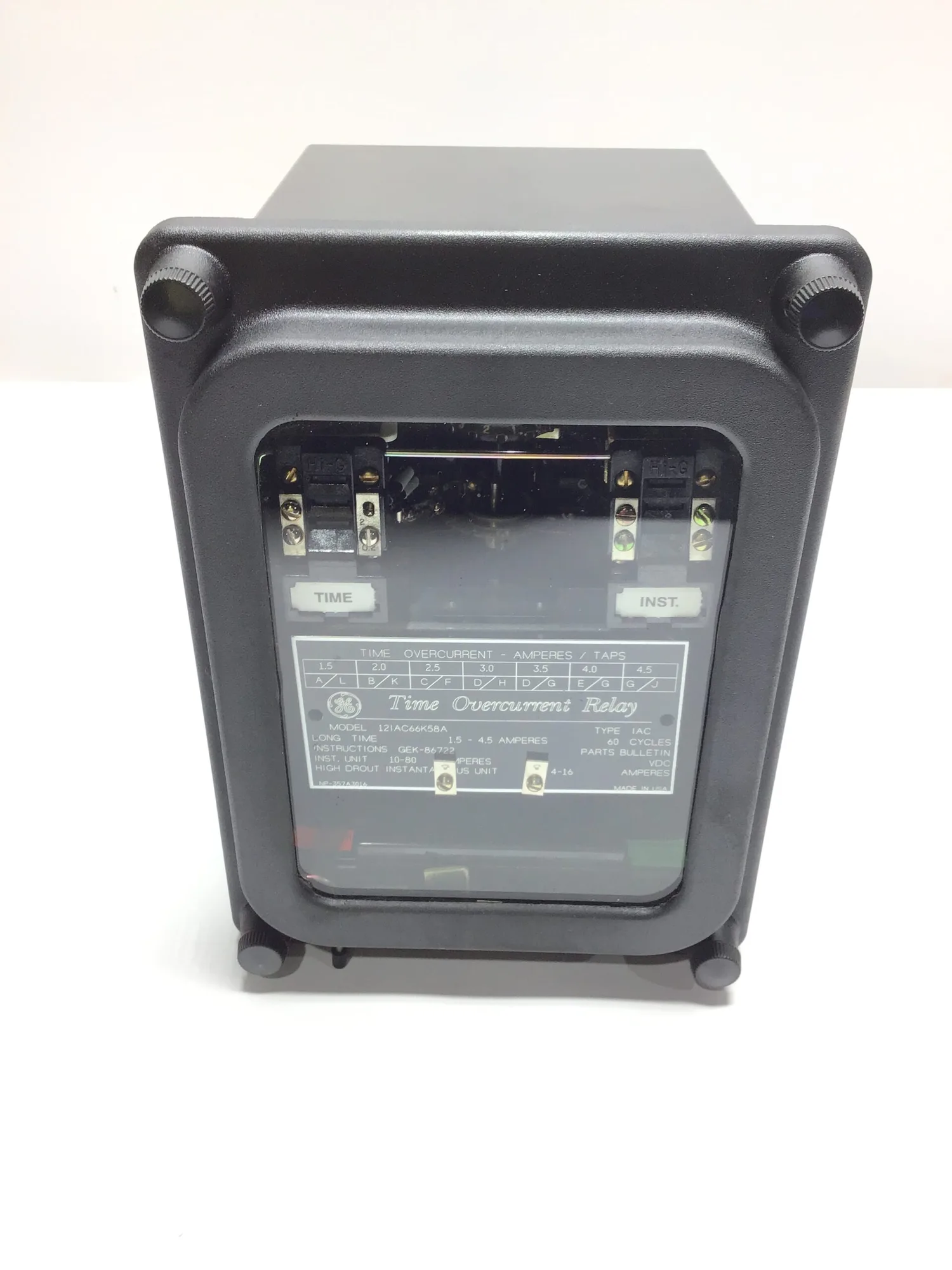 General Electric (GE) 12IAC66K58A Time Overcurrent Relay 60 Cycles