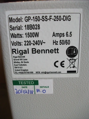 150L New General Purpose Oven 250 Deg C