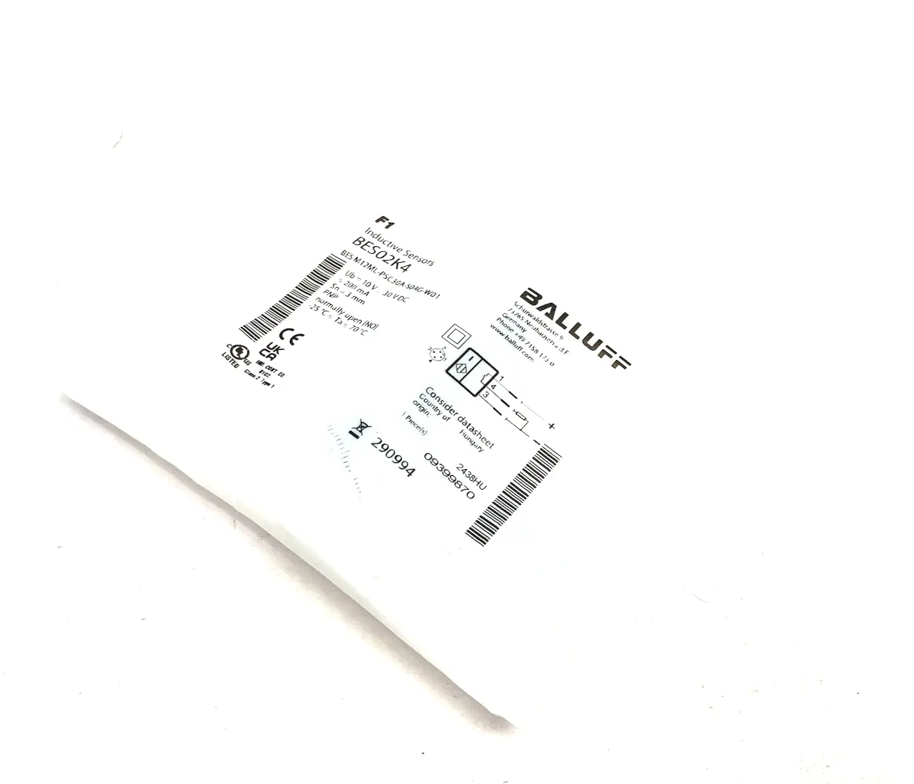 NEW BALLUFF INDUCTIVE FACTOR 1 SENSOR BES M12ML-PSC30A-S04G-W01