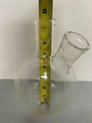 USED SHORT PATH 7" DEEP DISTILLATION GLASSWARE W/ TWO 1.5" OPENINGS