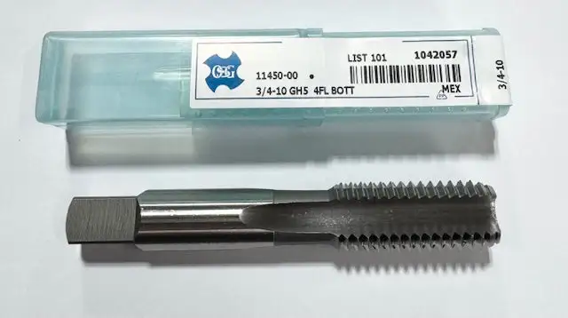 OSG 3/4"-10 HSS Straight Flute Bottoming Tap 4 Flute GH5