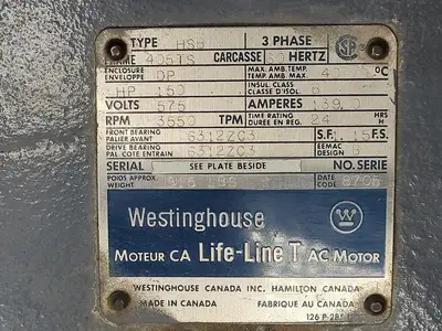 150 hp, 575 volts, 3550 rpm, 405TS, Electric Motor