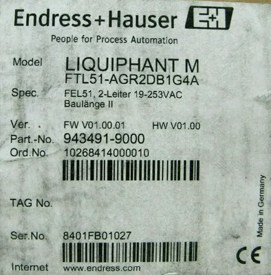 NEW ENDRESS+HAUSER FTL51-AGR2DB1G4A LEVEL SWITCH FTL51AGR2DB1G4A