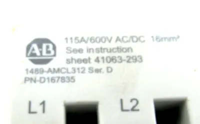 NEW 8 PCS ALLEN BRADLEY 1489-AMCL312 BUS BARS SERIES D 1489AMCL312