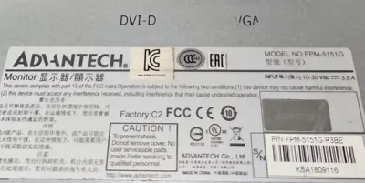 Advantec FPM-5151G Industrial Monitor Operator Interface (BIN345)