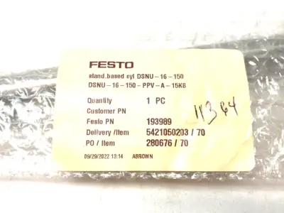 DSNU-16-150-PPV-A-15K8, 193989 | Festo DSNU-16-150-PPV-A-15K8 Round-Body ISO Cylinder 150mm Stroke 193989 - New