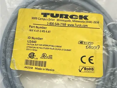 New | in-Stock Turck Industrial Cordset F M12 4-Pin - M M12 4-Pin 2m U2440 Misc Electrical & Power Parts Michigan US | Maverick Industrial Sales #1402951