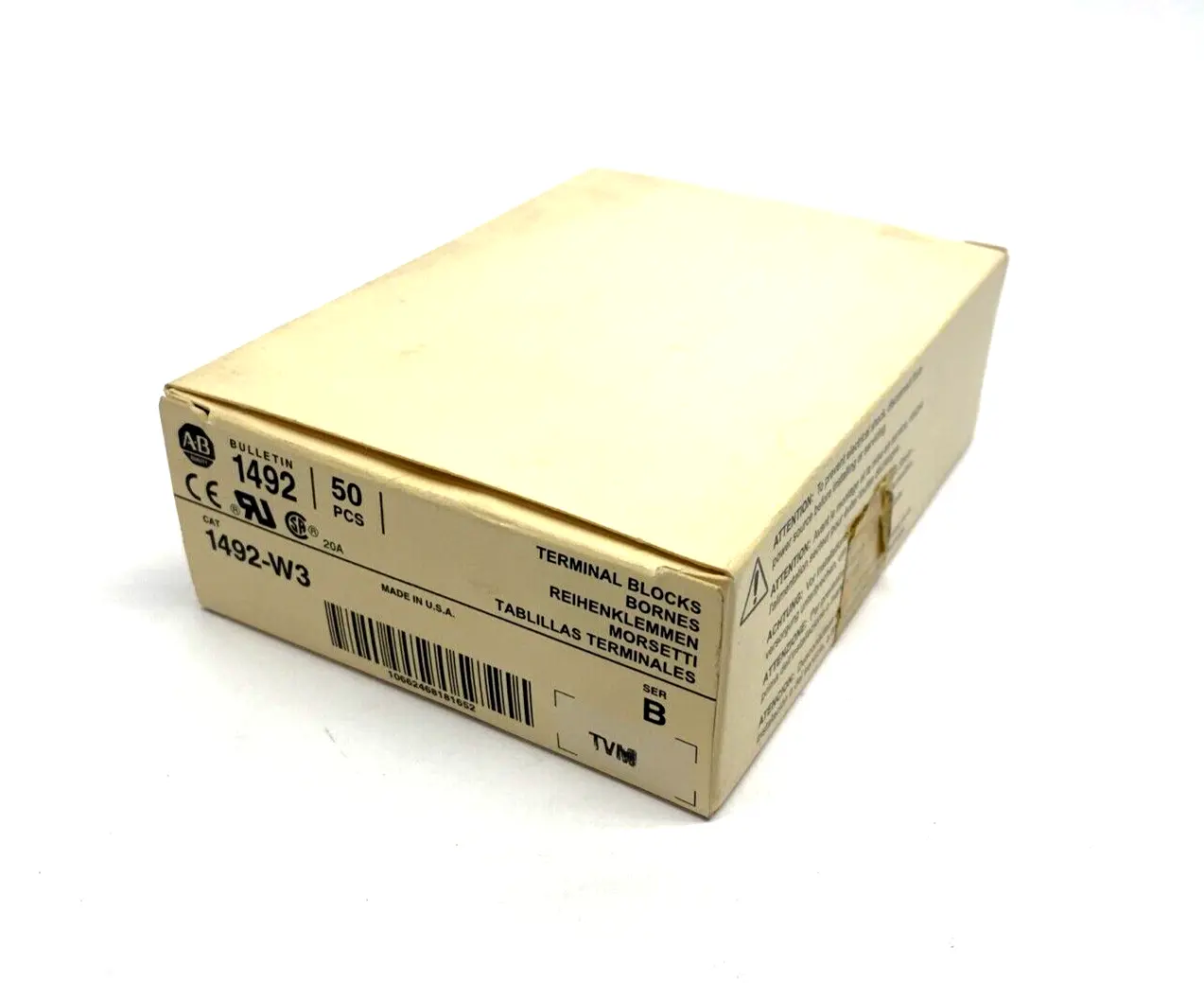 1492-W3 | Allen Bradley  Ser. B Feed-Through Terminal Block 2.5mm², Gray BOX OF 50 - New