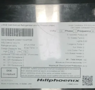 USED Hill Phoenix PF6R.