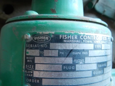 Fisher 1/2" 150 Rating, Bronze Threaded Control Valve