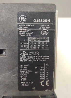 🔥General Electric CL03A400M Contactor with Overload