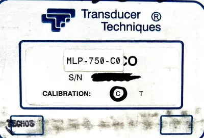 USED TRANSDUCER TECHNIQUES MLP-750-C0 LOAD CELL SENSOR MLP750C0 750 LBS