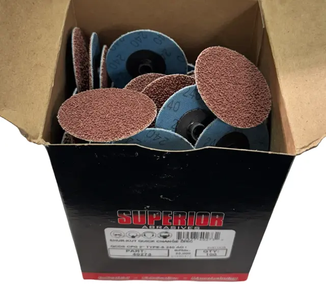Superior Abrasives 2" Quick Change Sanding Discs 240 Grit Type-S Aluminum Oxide 100 Pack