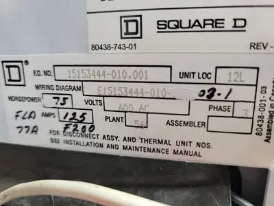 USED SQUARE D MODEL 6
