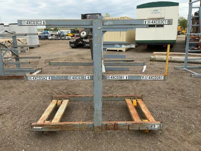 Metal Two Sided Cantilever Rack, on wheels so it can roll sideways, welded together, arms stick out ...