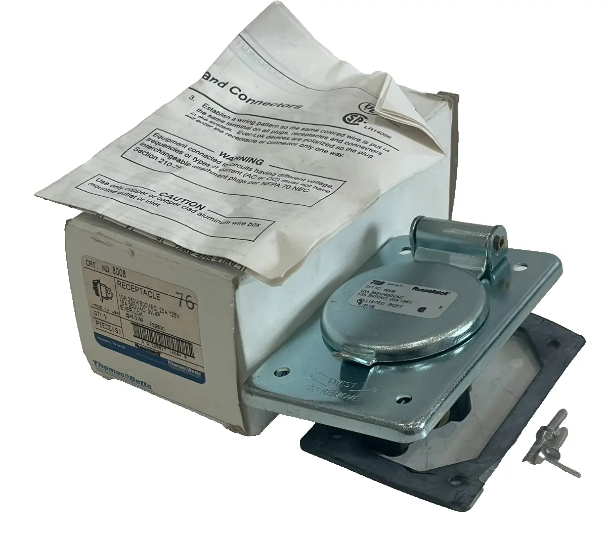 NEW THOMAS & BETTS RUSSELLSTOLL 8008 RECEPTACLE