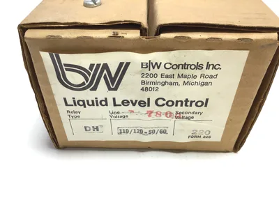BW Controls Liquid Level Control Relay Series 7808 Type DH 220 SEC V 110/120 Line V